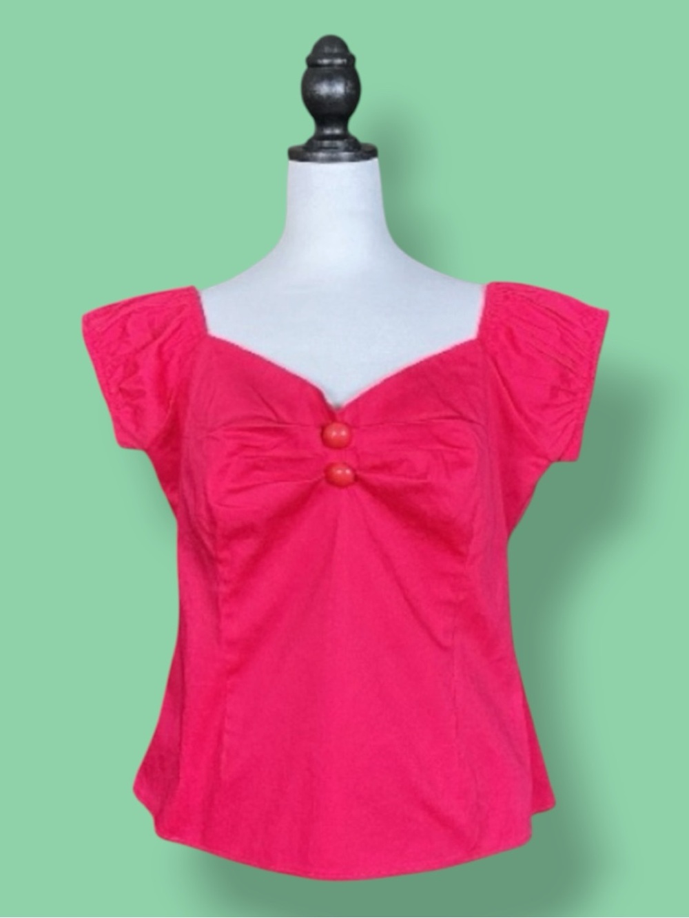 Collectif London Top Pink Sweetheart Peasant Blouse Rockabilly Retro 14/XL NWOT
